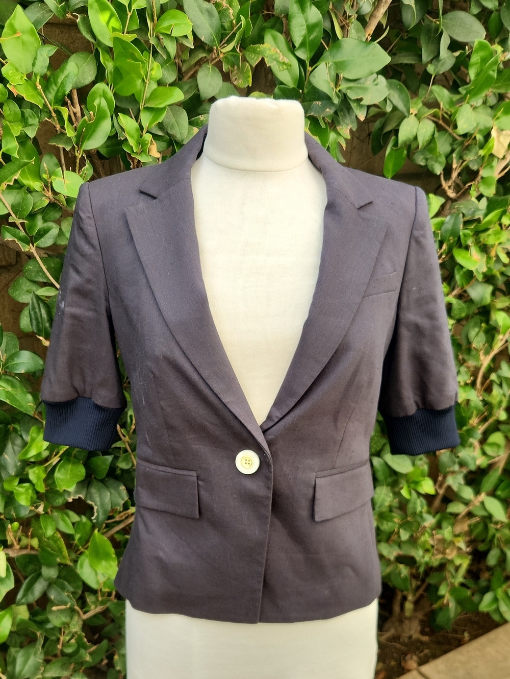 Veronica Beard Annabella Navy Linen Jacket Size 2